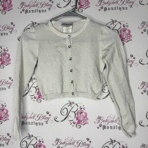 Sweet charmers cardigan cropped sparkle diamond buttons white silver crystals